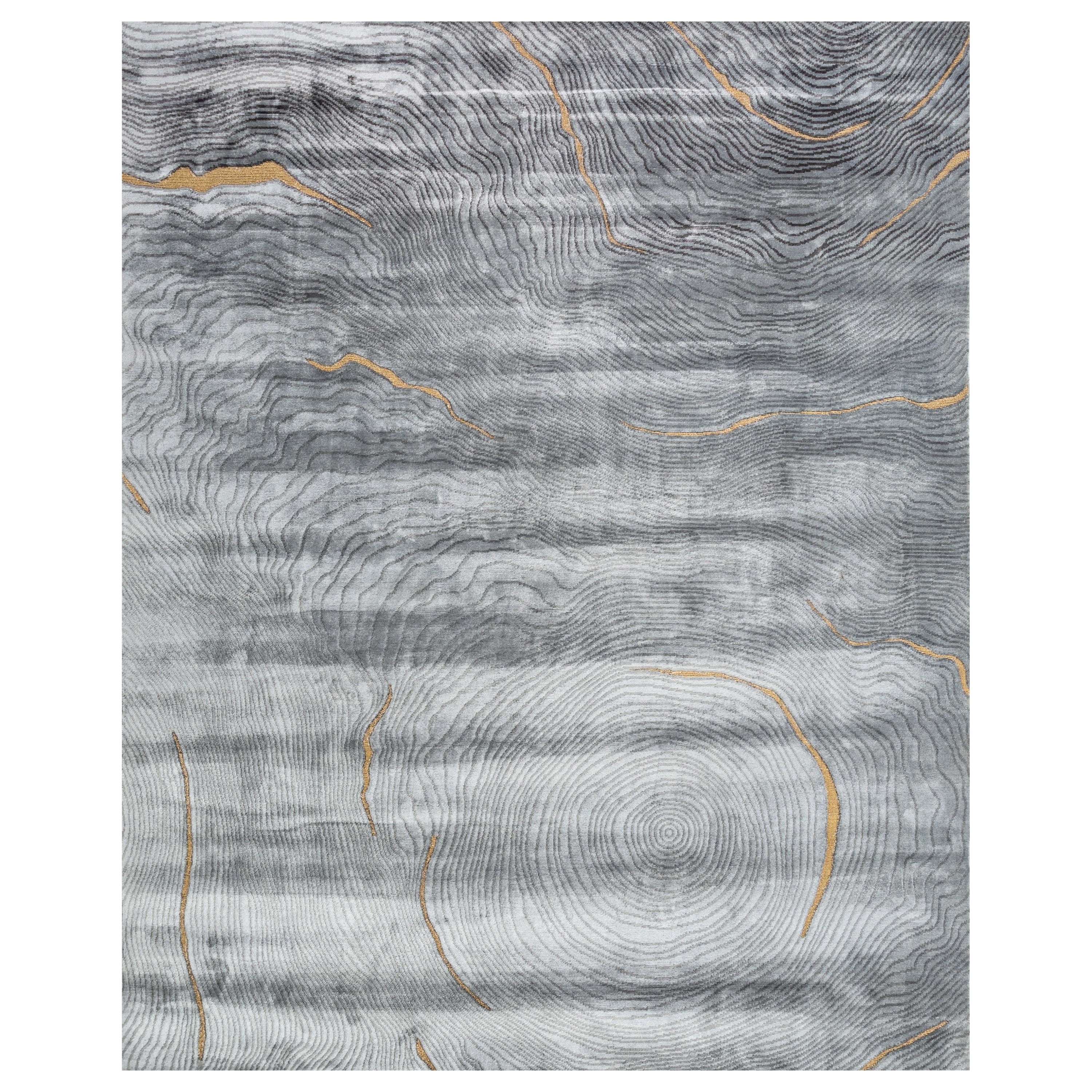 Alfombra anudada a mano Summer's Eve Dream Skyline Azul y Azul Marino 240x300 cm en venta