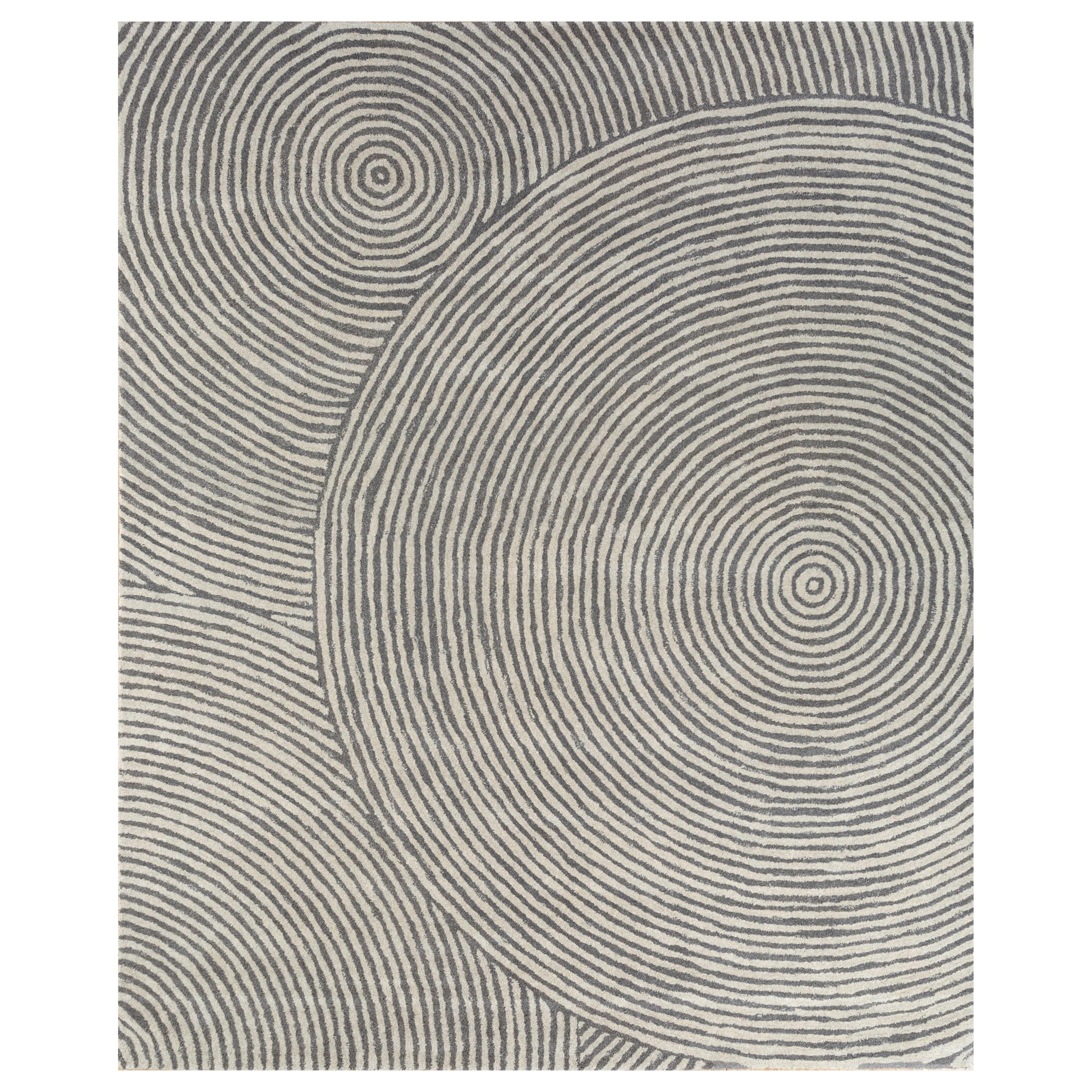 Tidal Trance Pizarra Carbón y Blanco Natural 240x300 cm Alfombra Tejida a Mano en venta