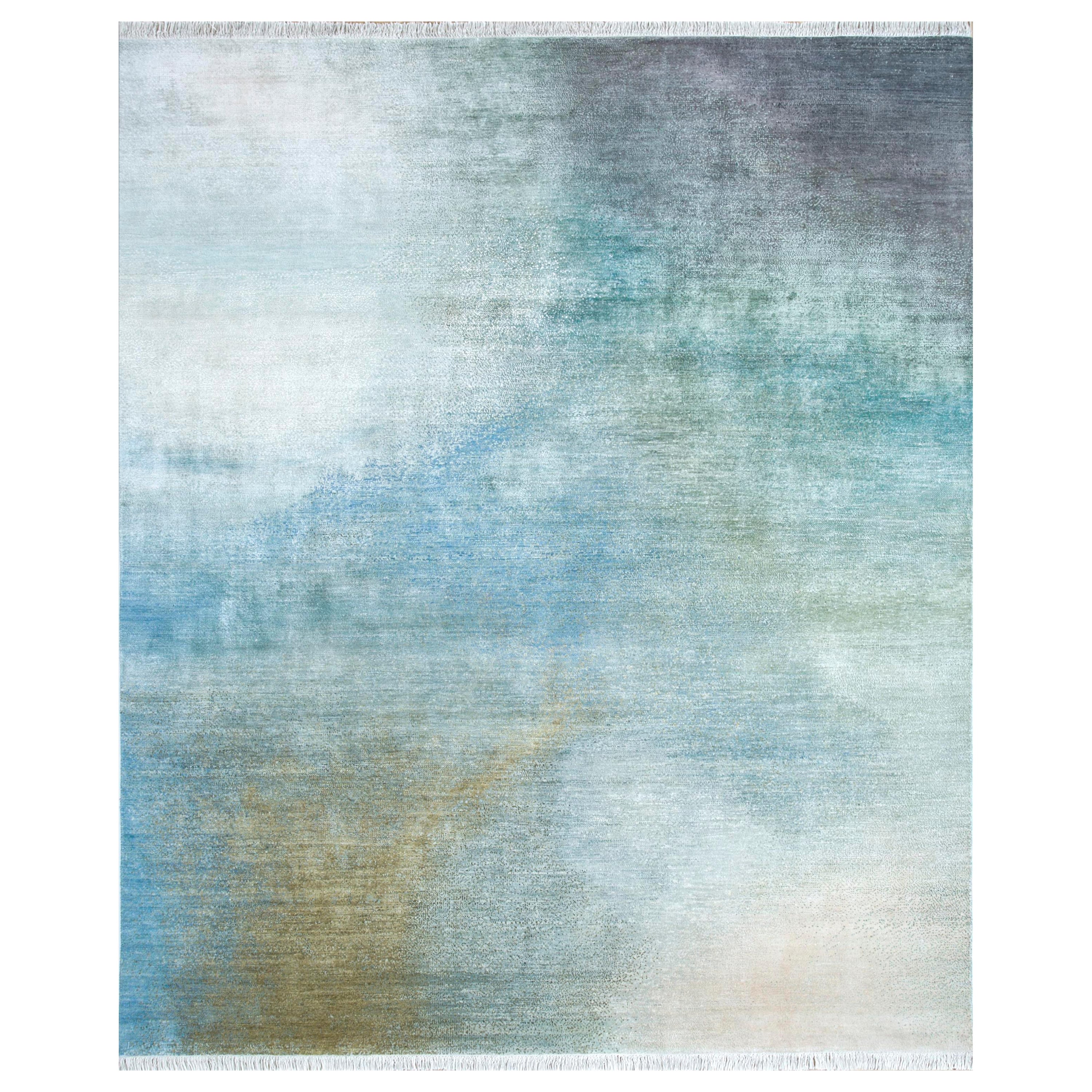 Alfombra anudada a mano Uncharted Elegance Light Sea Mist & Light Sea Mist 150x240 cm