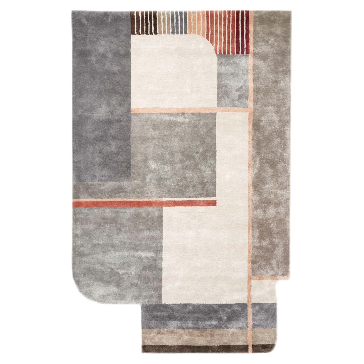 Emotive Shape Medium Gray and White 150x240 cm Hand Tufted Rug For Sale ...