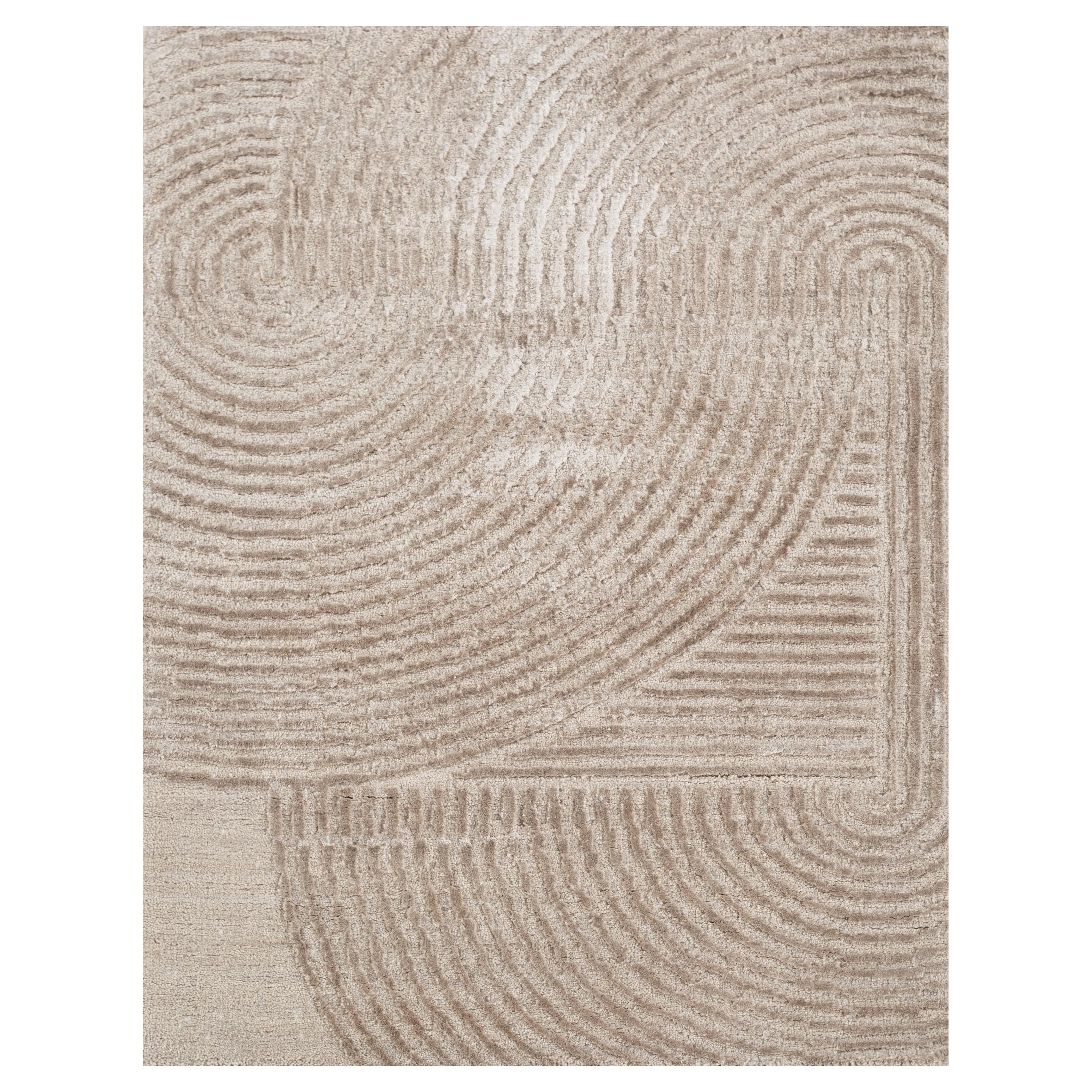 Sun-Kissed Bliss Antique White & White Sand 130X130 cm Handknotted Rug For Sale
