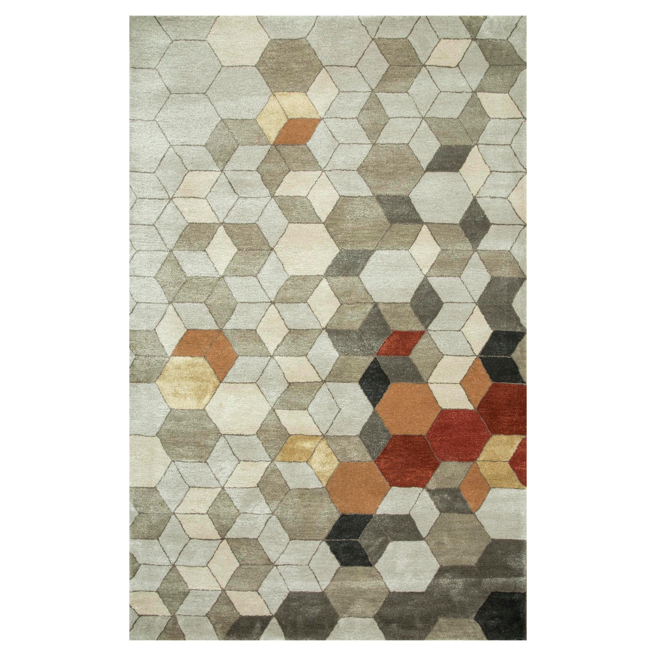 Enigma Nebula Classic Gray & Antique White 150x240 cm Hand Tufted Rug For Sale