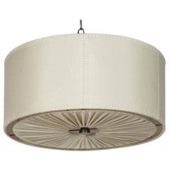 Hand-Stitched Laced Linen Shaded Ceiling Mount Fixture