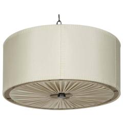 Hand-Stitched Laced Linen Shaded Ceiling Mount Fixture 1