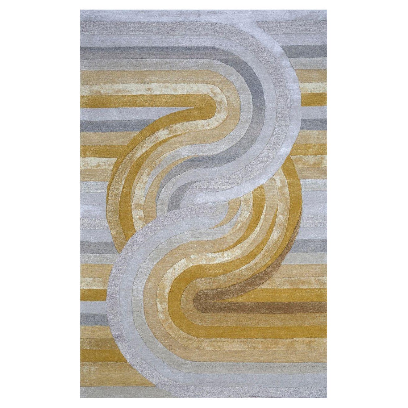 Transcendent Culture Fusion Dark Amber Gold & White 180x270 cm Handtufted Rug