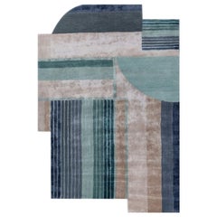 Tappeto Carmine Curlicue Antique White & Sea Mist Green 180x270 cm, trapuntato a mano