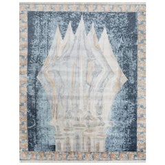 Belomancy Alfombra Anudada a Mano Azul Añil y Azul Añil 240x300 cm
