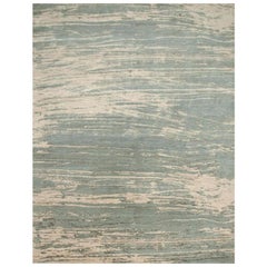 Handgeknüpfter Teppich in Serene Imperfections Himmelblau & Antik Weiß 240x300 cm in Weiß