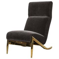 Paul Marra Slipper Chair in Brass with Mohair 7