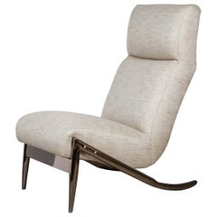 Paul Marra Slipper Chair in Black Nickel with Linen