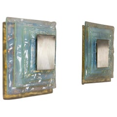 Set of Two Square Wall Appliques in Murano by Carlo Nason, Italy 1970s