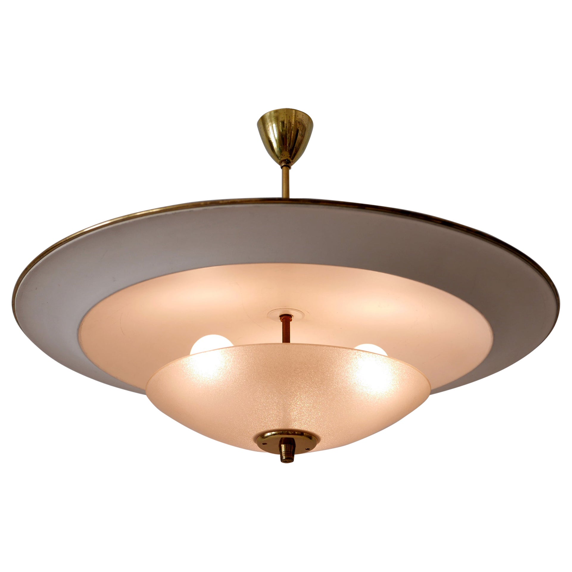 Large Mid-Century Modern 'Ufo' Ceiling Light or Pendant Lamp Germany 1950s № 1 For Sale