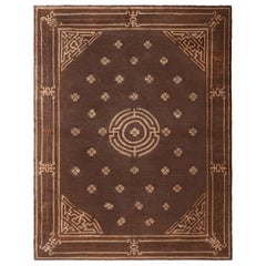 Doris Leslie Blau Vintage Mongolian Chocolate Brown Tapis de laine fait main