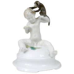 Putto and Monkey Porcelain Figurine by Ferdinand Liebermann for Rosenthal