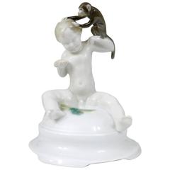 Putto and Monkey Porcelain Figurine by Ferdinand Liebermann for Rosenthal 12
