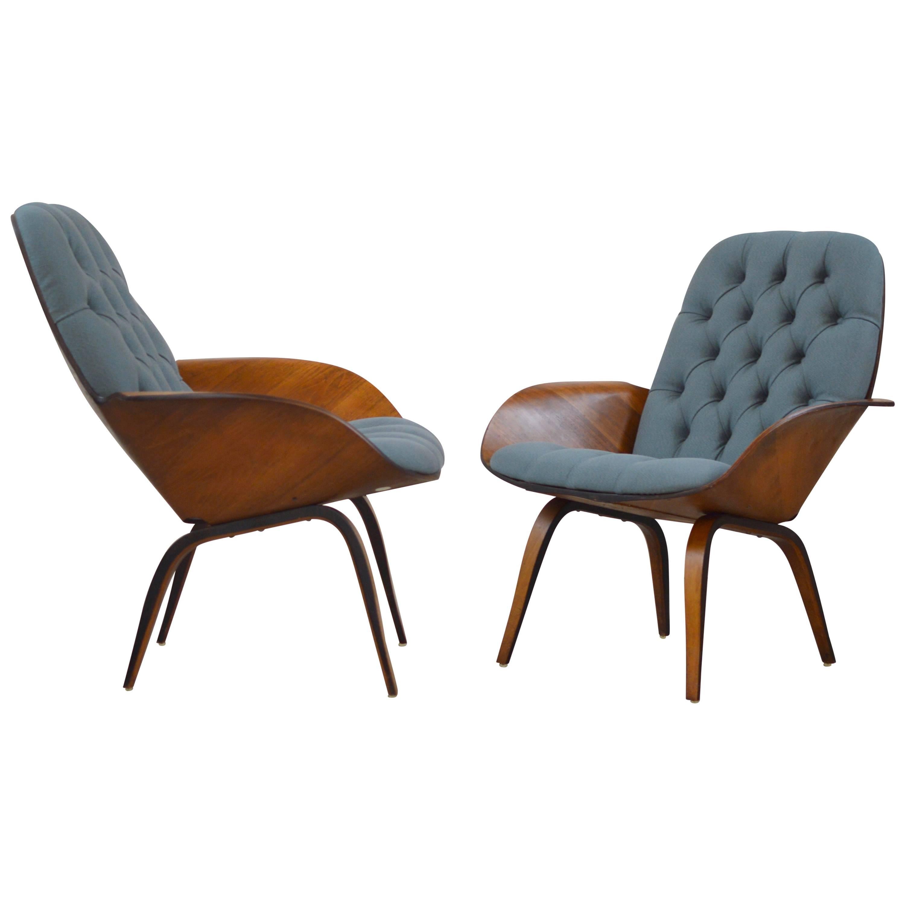 Pair of Plywood Mulhauser Lounge Chairs by Plycraft