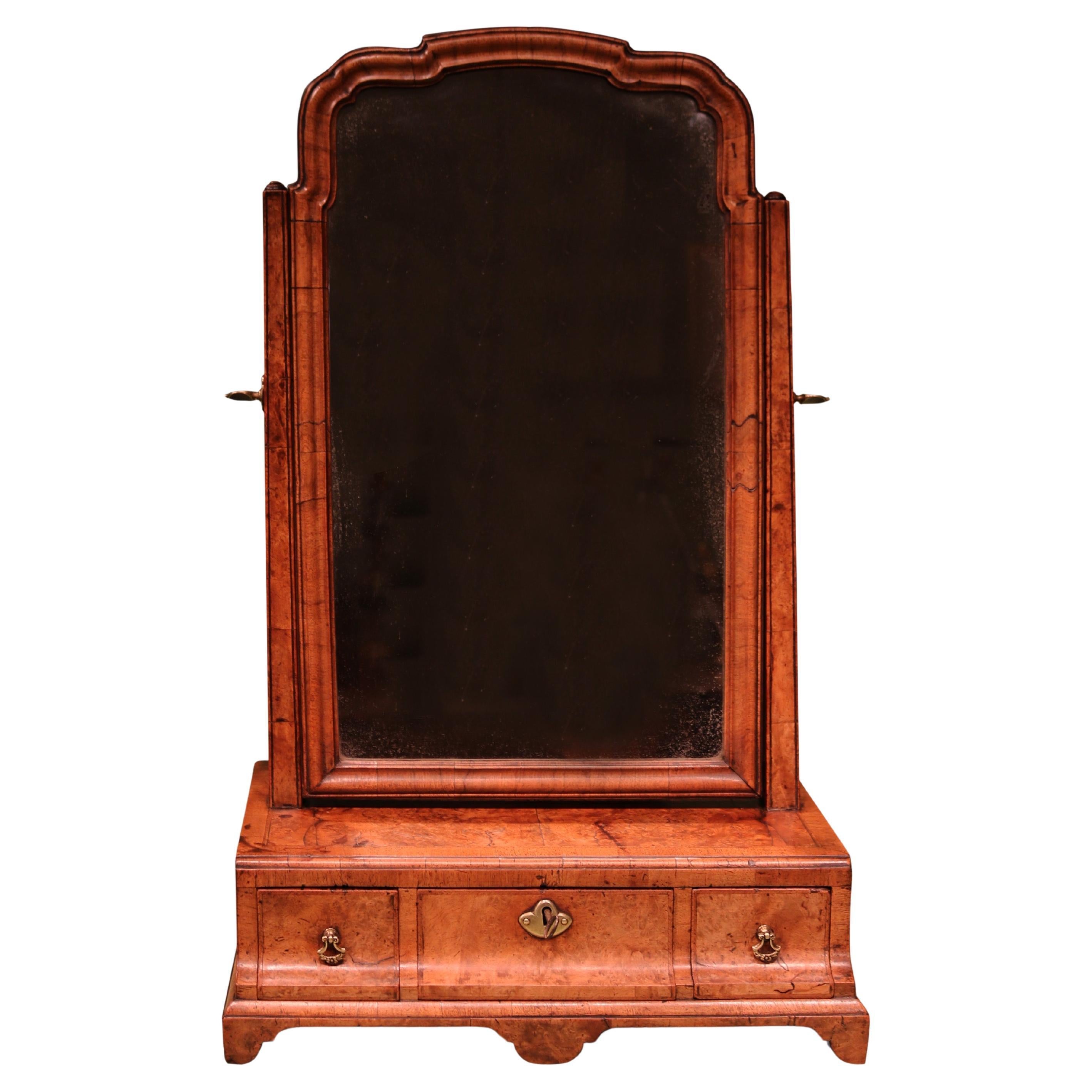 Antique George II period walnut toilet mirror For Sale
