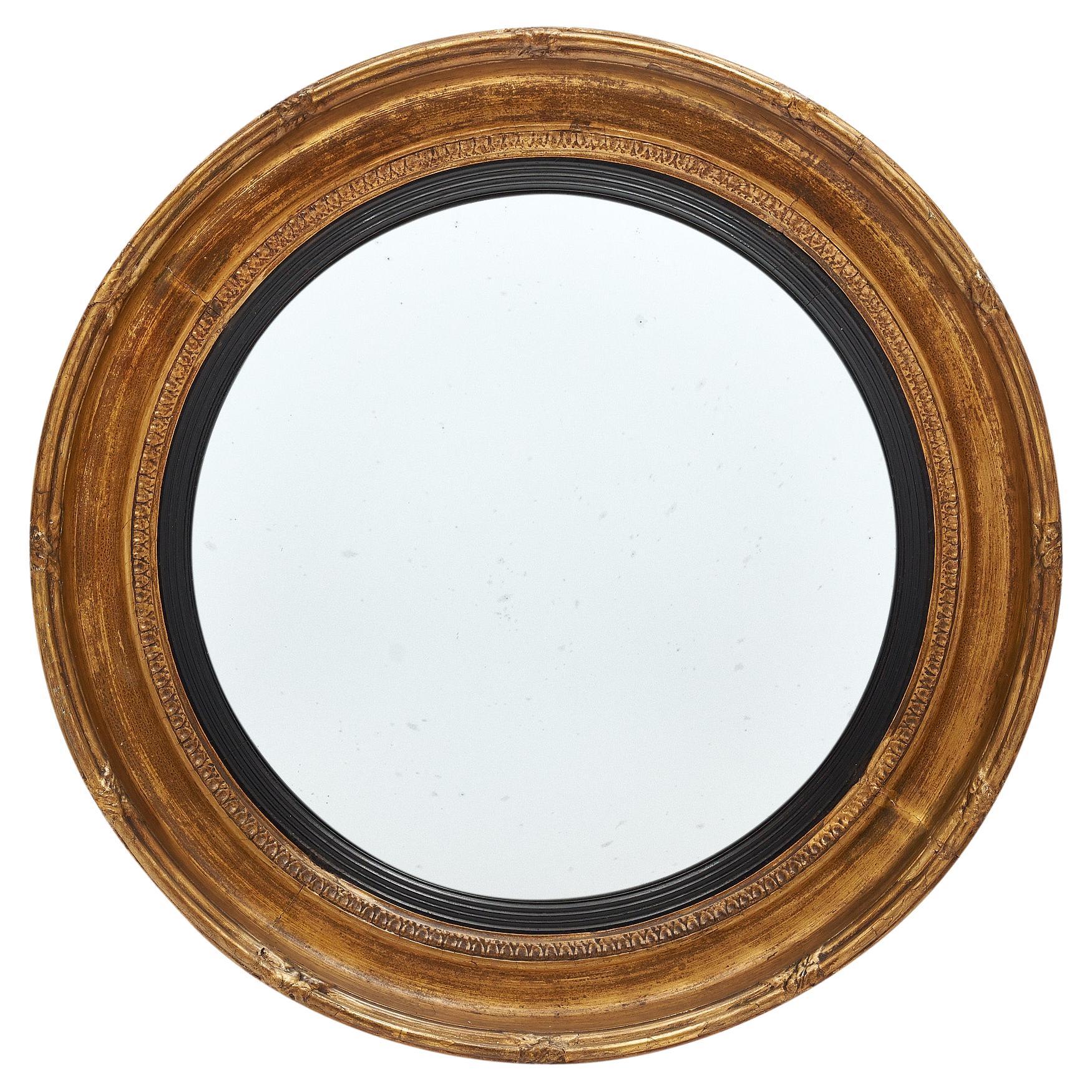 French Antique Circular Mirror For Sale