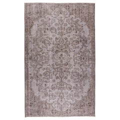 Handgefertigter türkischer Vintage-Teppich in Grau, moderner Wohnzimmerteppich, 6.2x10 Ft