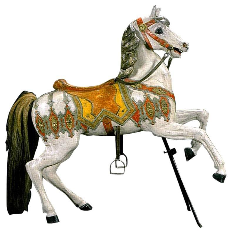 Carousel Horse, Wood, Hand-Painted, 1910, Atelier Hübner & Poeppig, Germany. For Sale