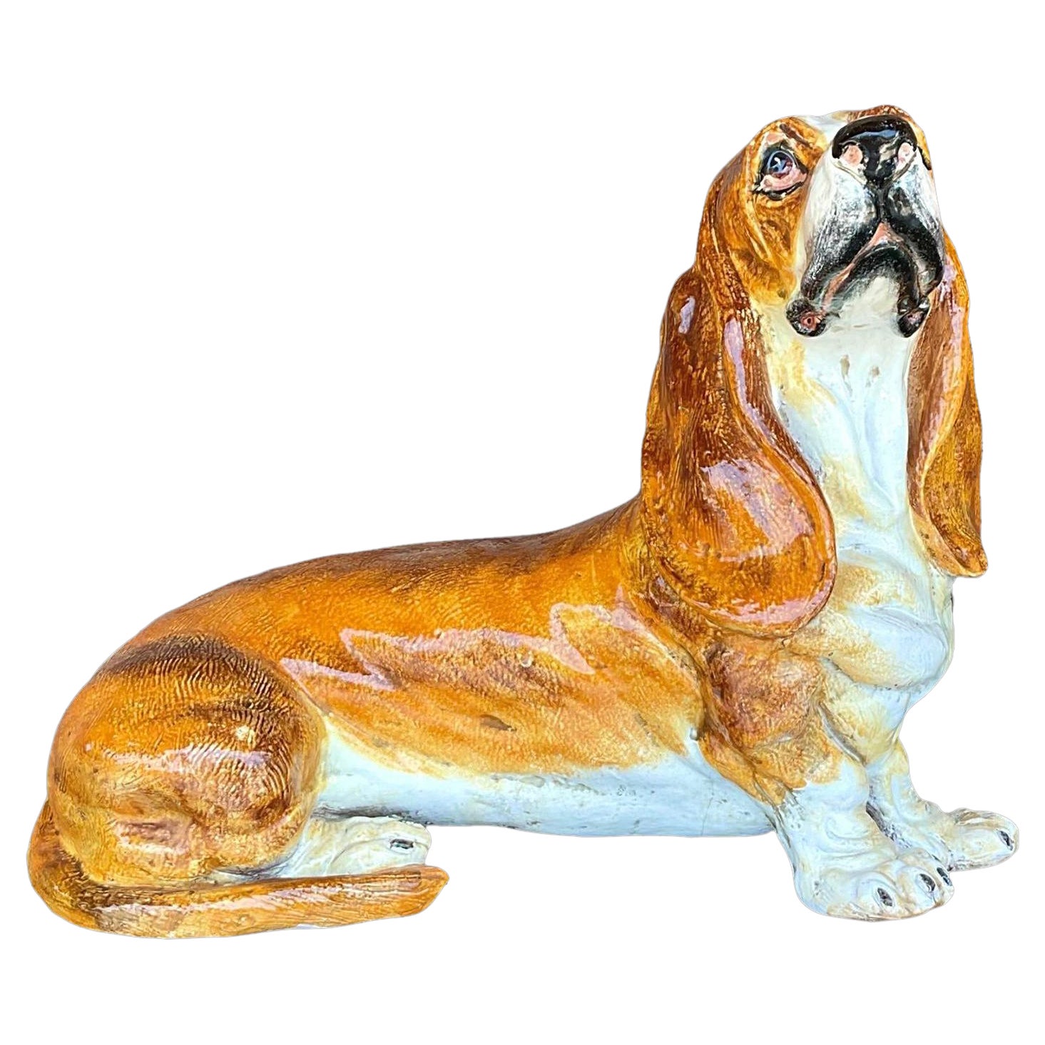 Vintage Italian Glazed Ceramic Basset Hound