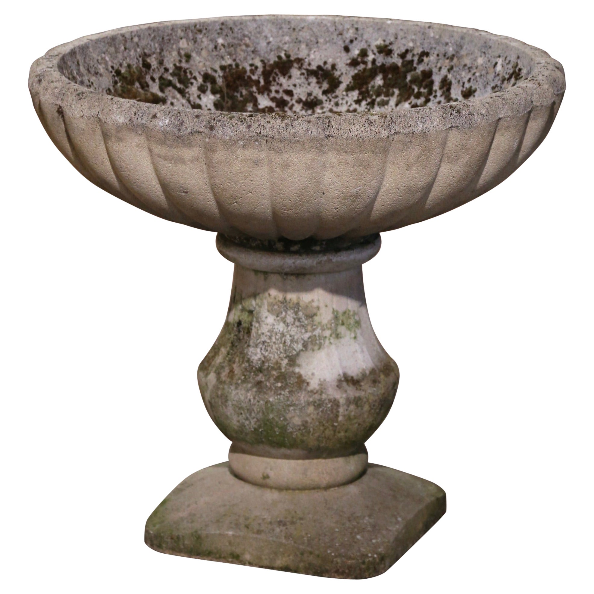 19th Century French Weathered Stone Outdoor Garden Planter Jardinière