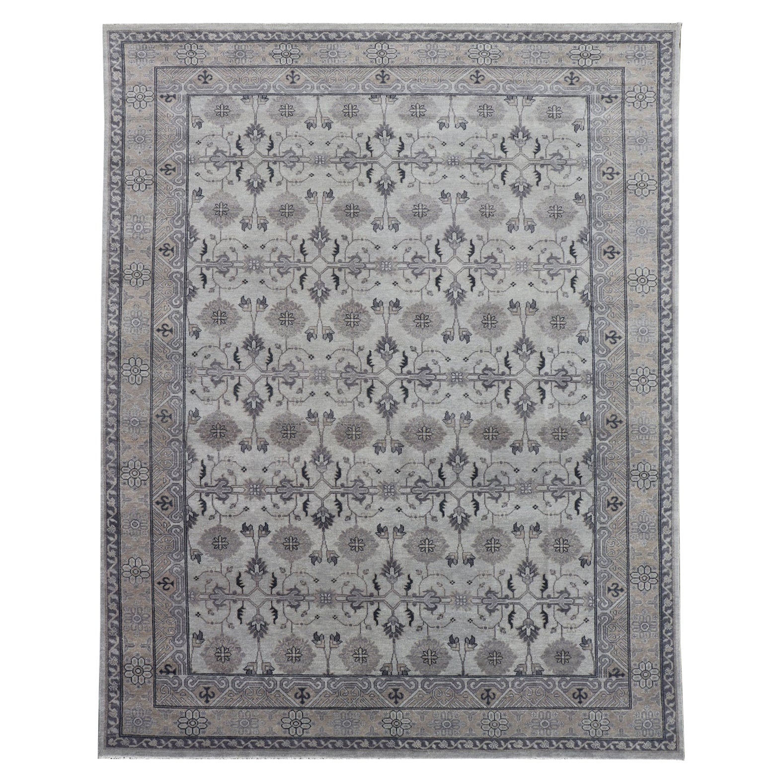 Wool Oushak Area Rug by Keivan Woven Arts in Gray and Muted Tones For Sale