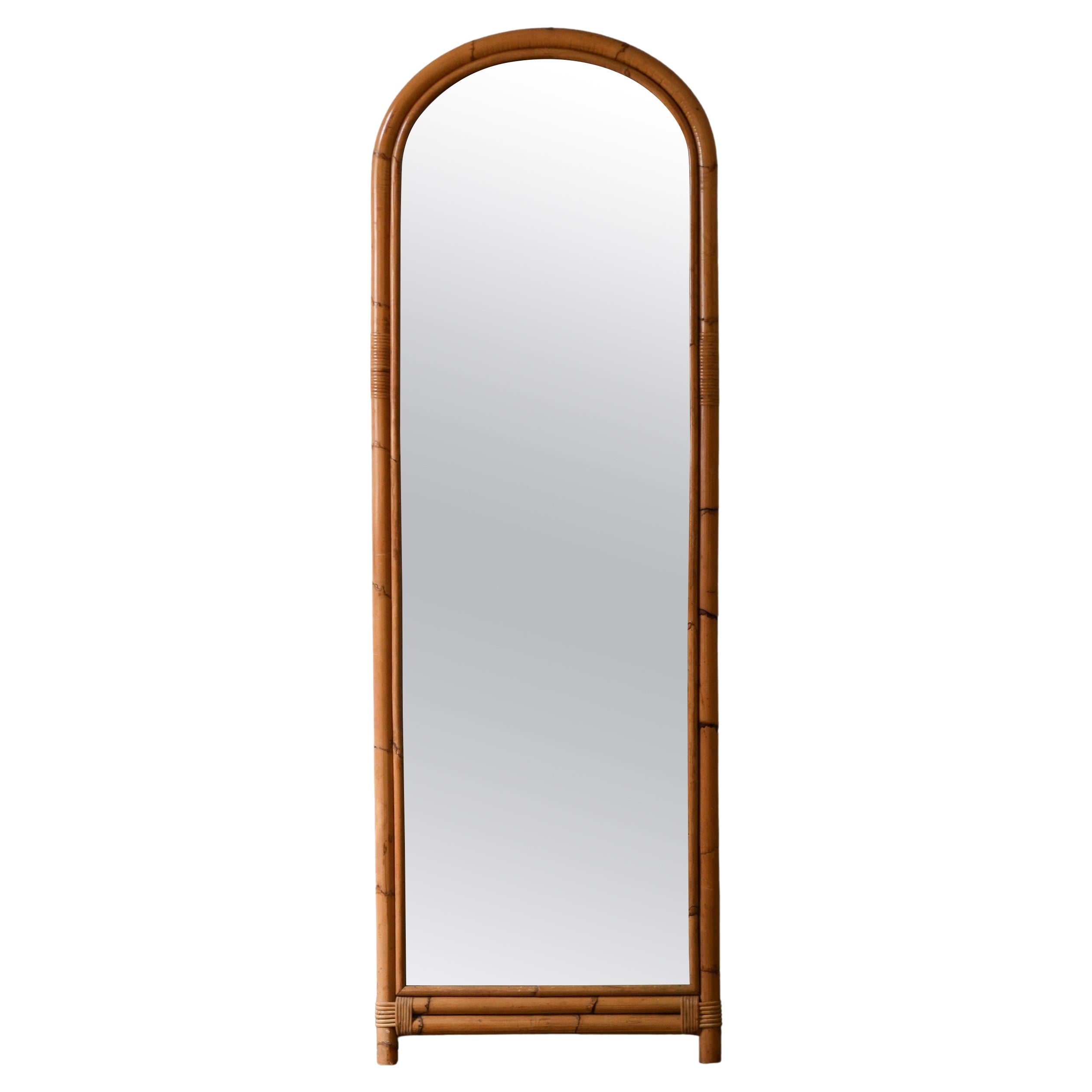 Large “Arco” Floor Mirror In Rush, Italy 1980 For Sale