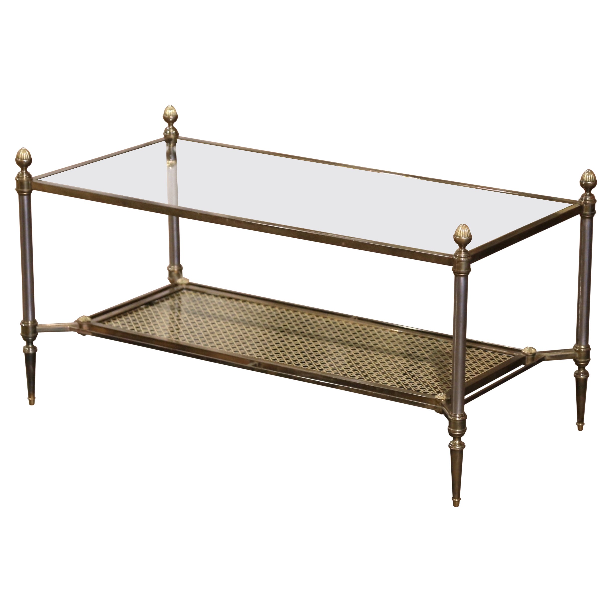 Mid-Century French Bronze Two-Tier Coffee Table from Maison Jansen