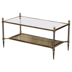 Vintage Mid-Century French Bronze Two-Tier Coffee Table from Maison Jansen
