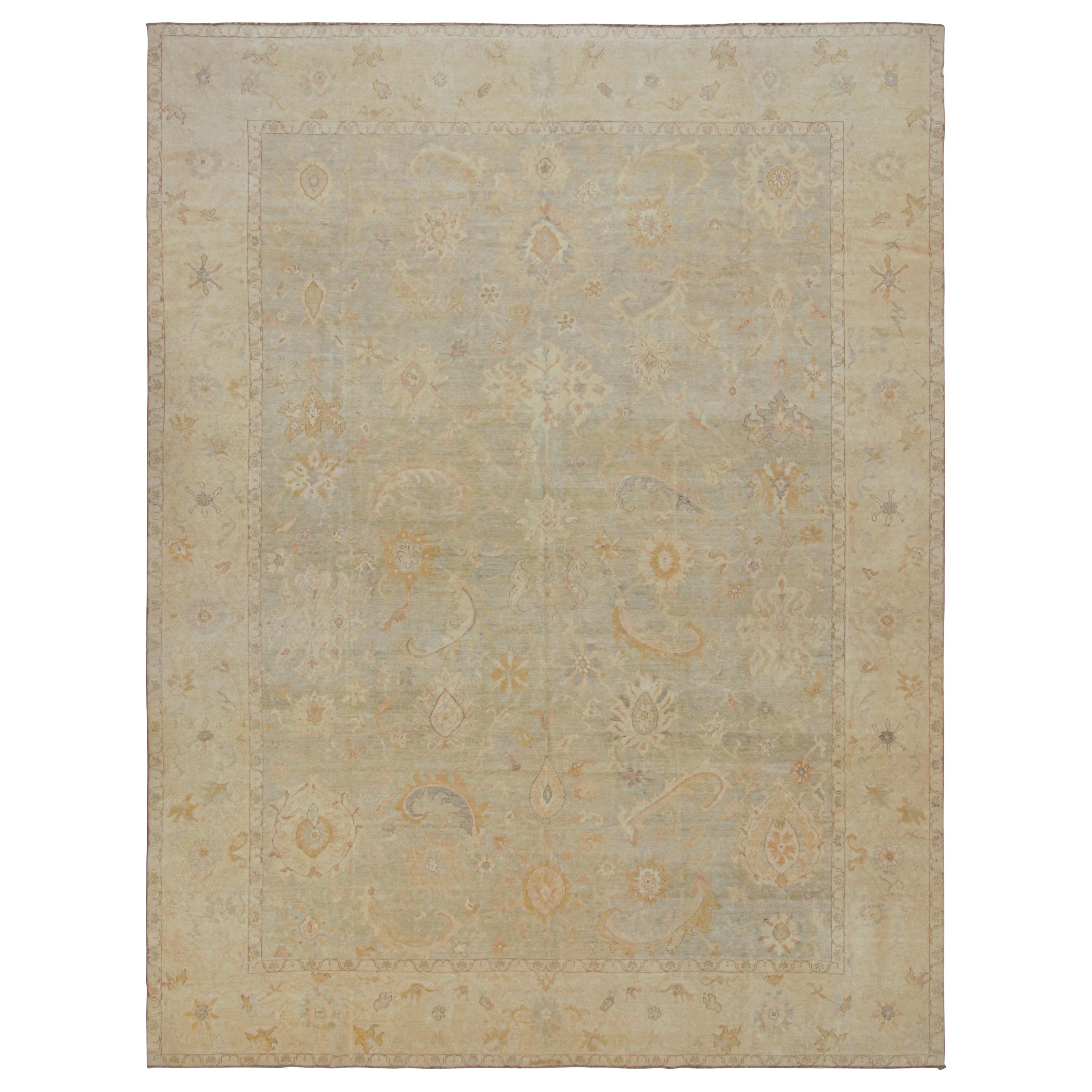Rug & Kilim’s Persian Sultanabad Style Rug In Green And Beige Floral Pattern
