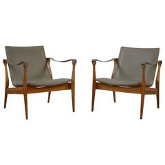 Pair of Safari Chairs by Karen & Ebbe Clemmensen, Fritz Hansen