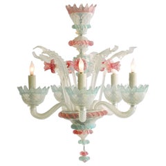 Mid-20th Century Venetian Opaline Glass Chandelier