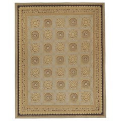 Tapis & Kilim, tissage plat de style Aubusson à motif floral gris, beige et or