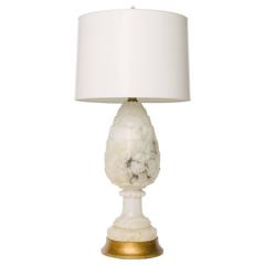 Hand-Carved Pineapple Alabaster Marble Lamp