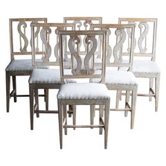 Antique Good set of Six Swedish 19th c Provincial Gustavian Chairs