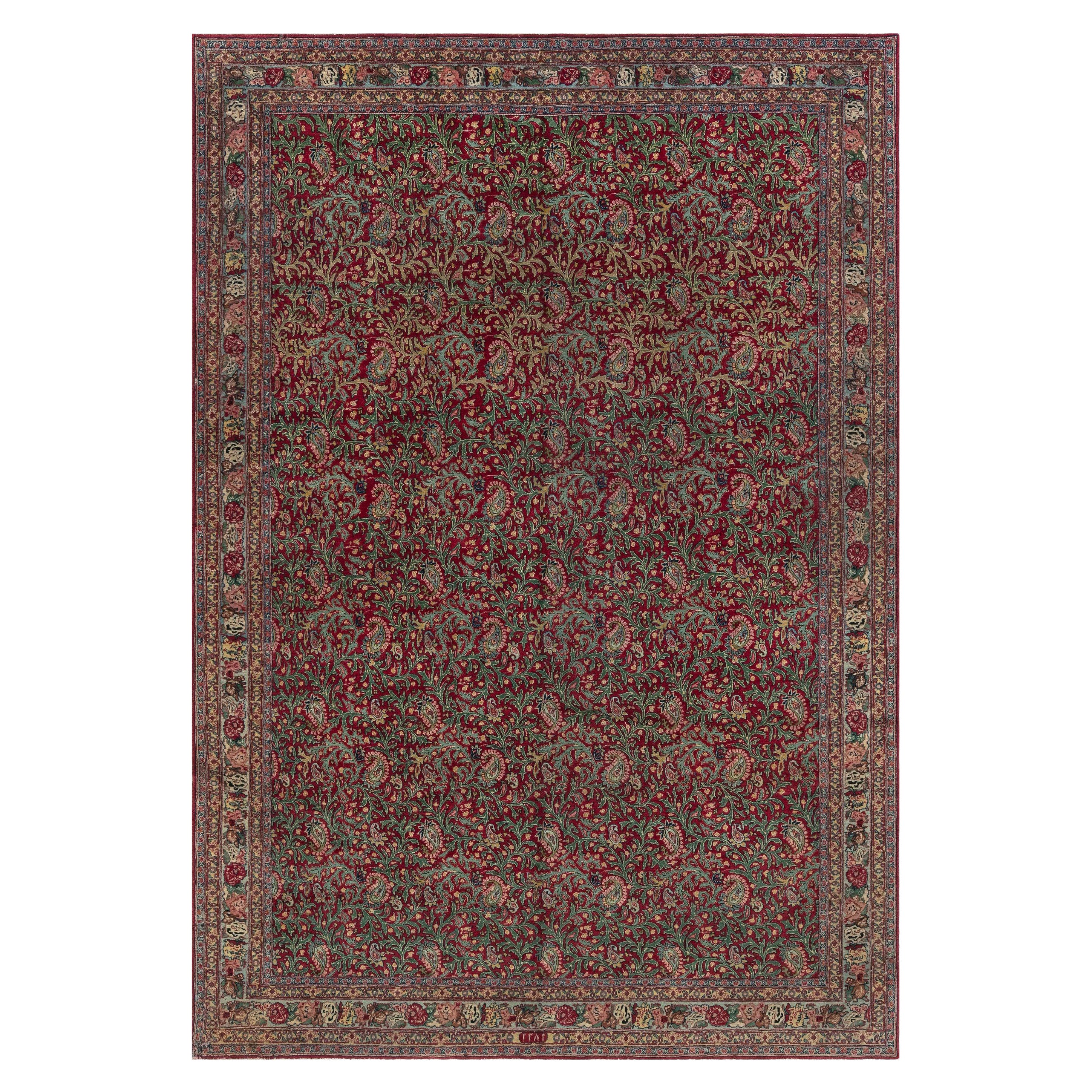 Early 20th Century Persian Tabriz Handmade Wool Rug For Sale