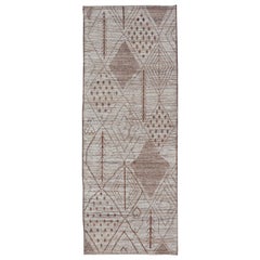 Tribal Moroccan Runner in Warm Browns and Neutrals 3' 5 x 9' 10
