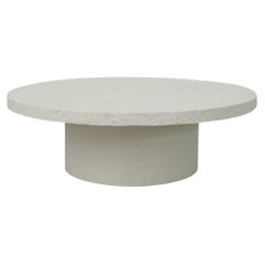 Mid-Century, Brutalist, Faux Lava Stone, Round Coffee Table with Pedestal Base