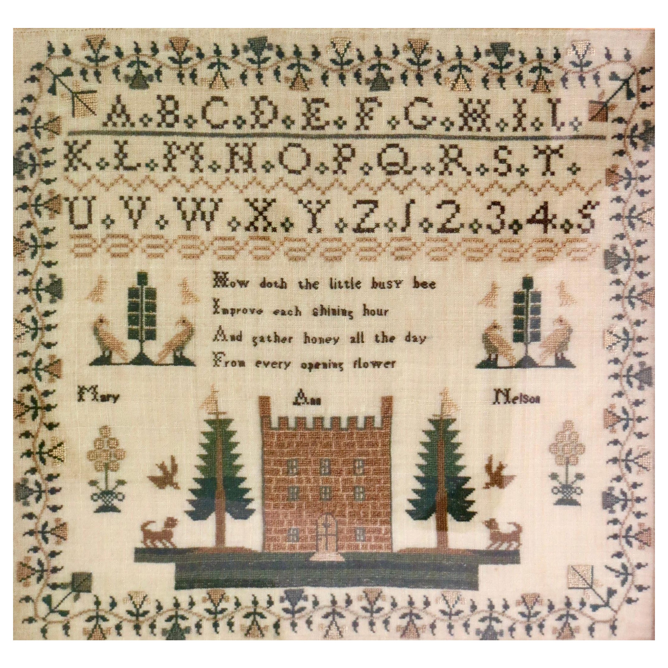 Early 19thC. American Sampler By "Mary Nelson" Circa 1837