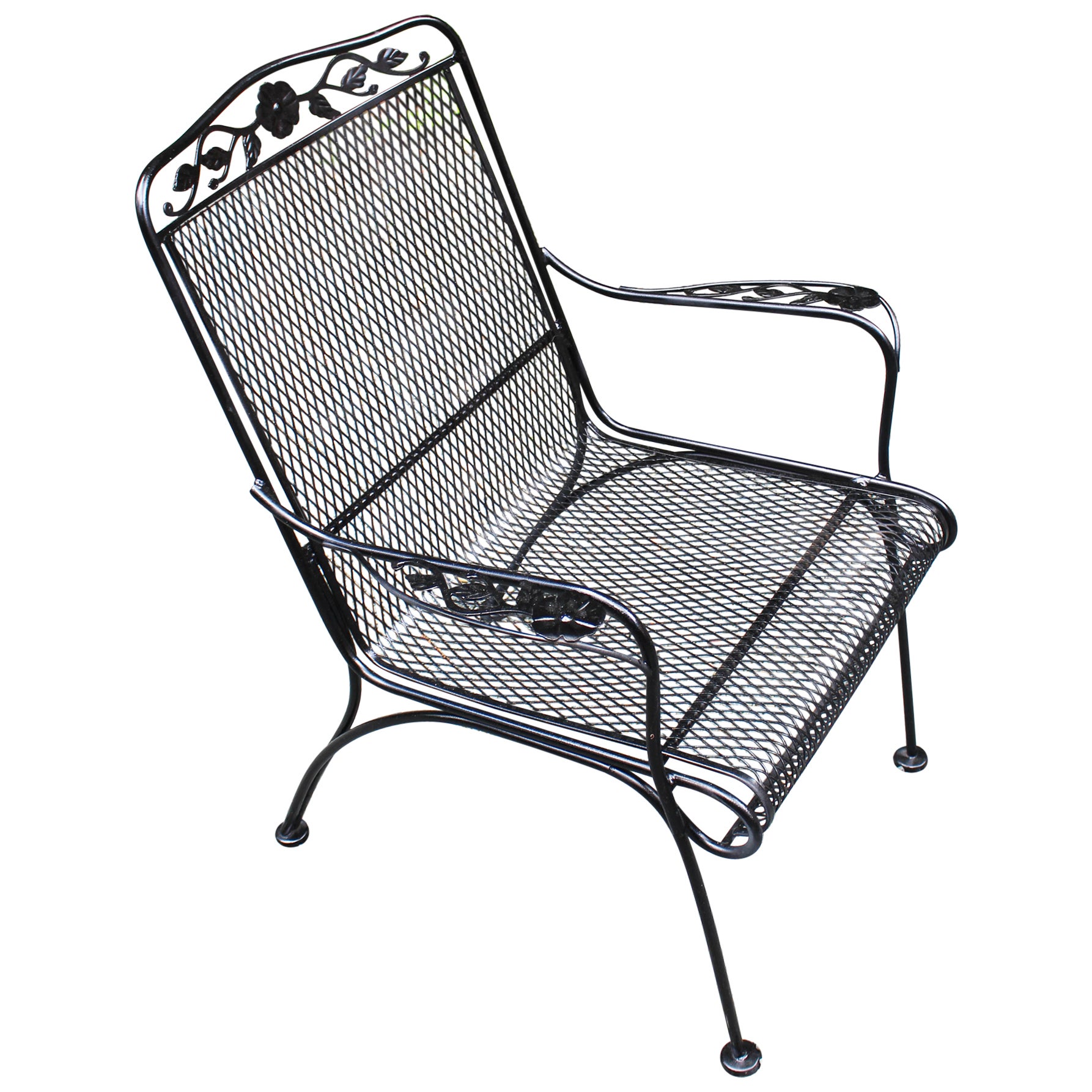 Mid-20th Century Wrought Iron Arm Chair Attributed to Russell Woodard For Sale