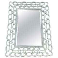 Vintage Chain Link Mirror in Plaster White