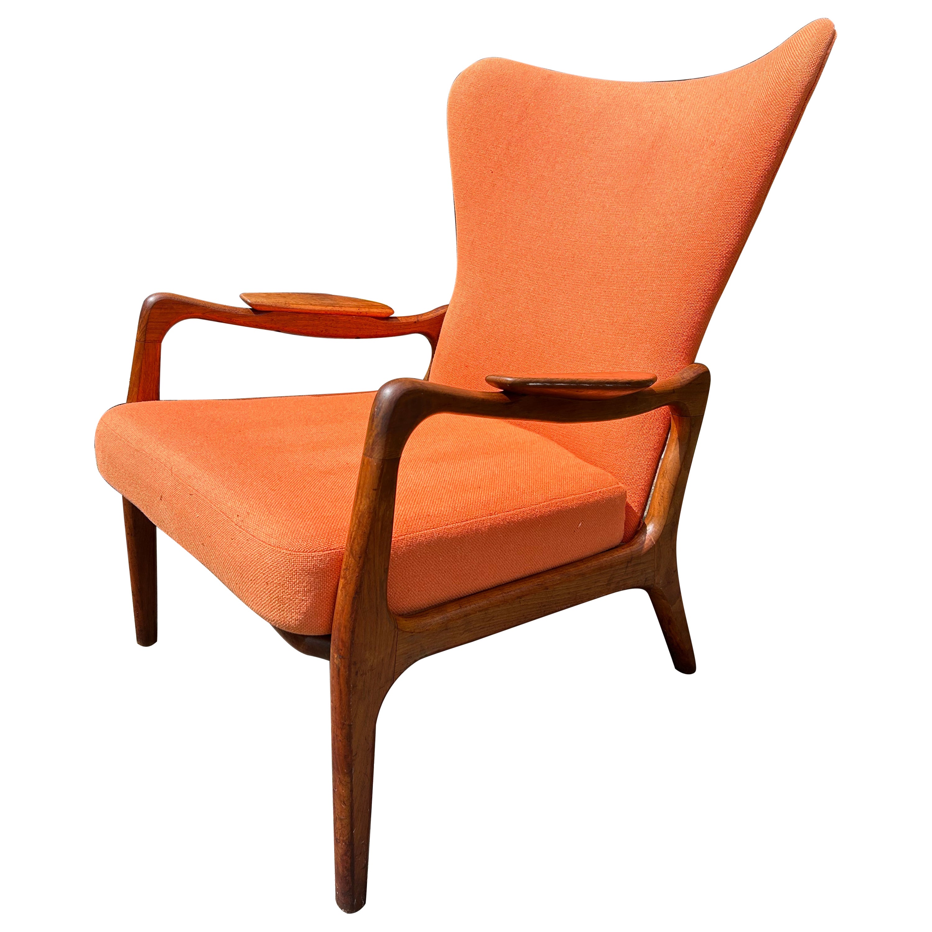 Stylish Adrian Pearsall Wing Back Sculptural Walnut Lounge Chair Mid-Century For Sale