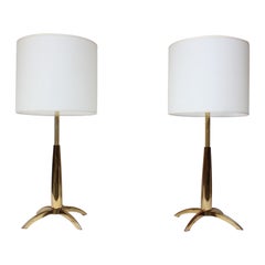 Vintage Pair of Mid-Century Stiffel "Rocket" Table Lamps in Brass