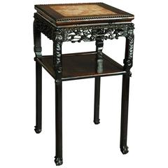 19th Century Square Chinese Pot Stand with Marble Insert 1