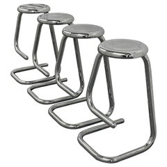 Mid Century Chrome Paperclip Bar Stools by Kinetics – Set of 4