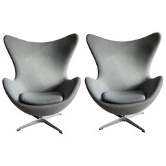 Pair Swiveling Fritz Hansen Style Egg Chair 
