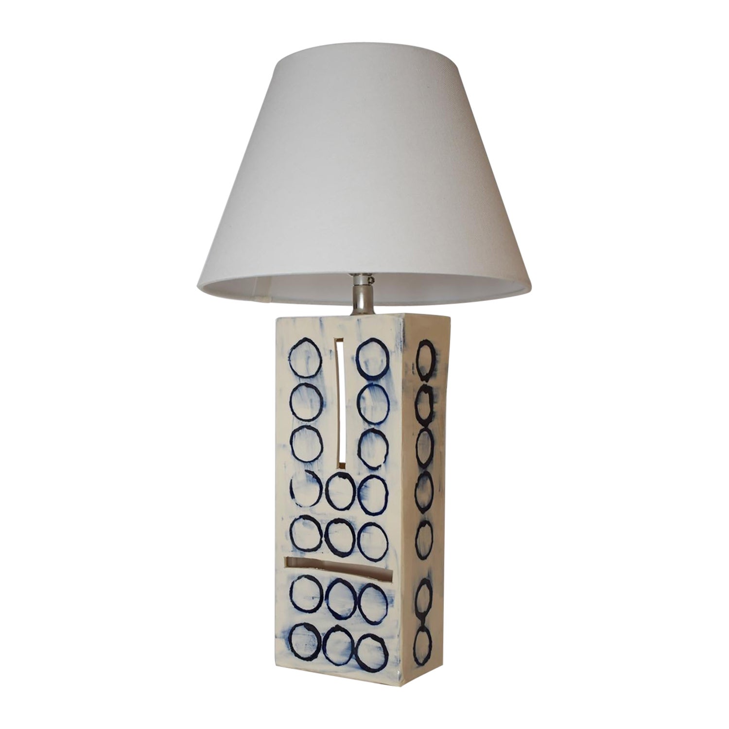 Customizable Hand-Painted Ceramic "Cobalt Totem" Lamp by James Hicks For Sale
