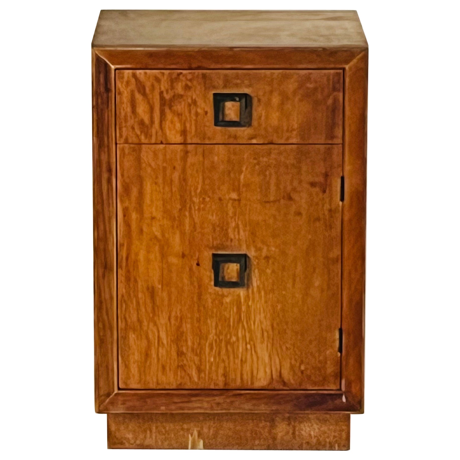 Small Patinated Walnut Midcentury Night Stand or Cabinet For Sale