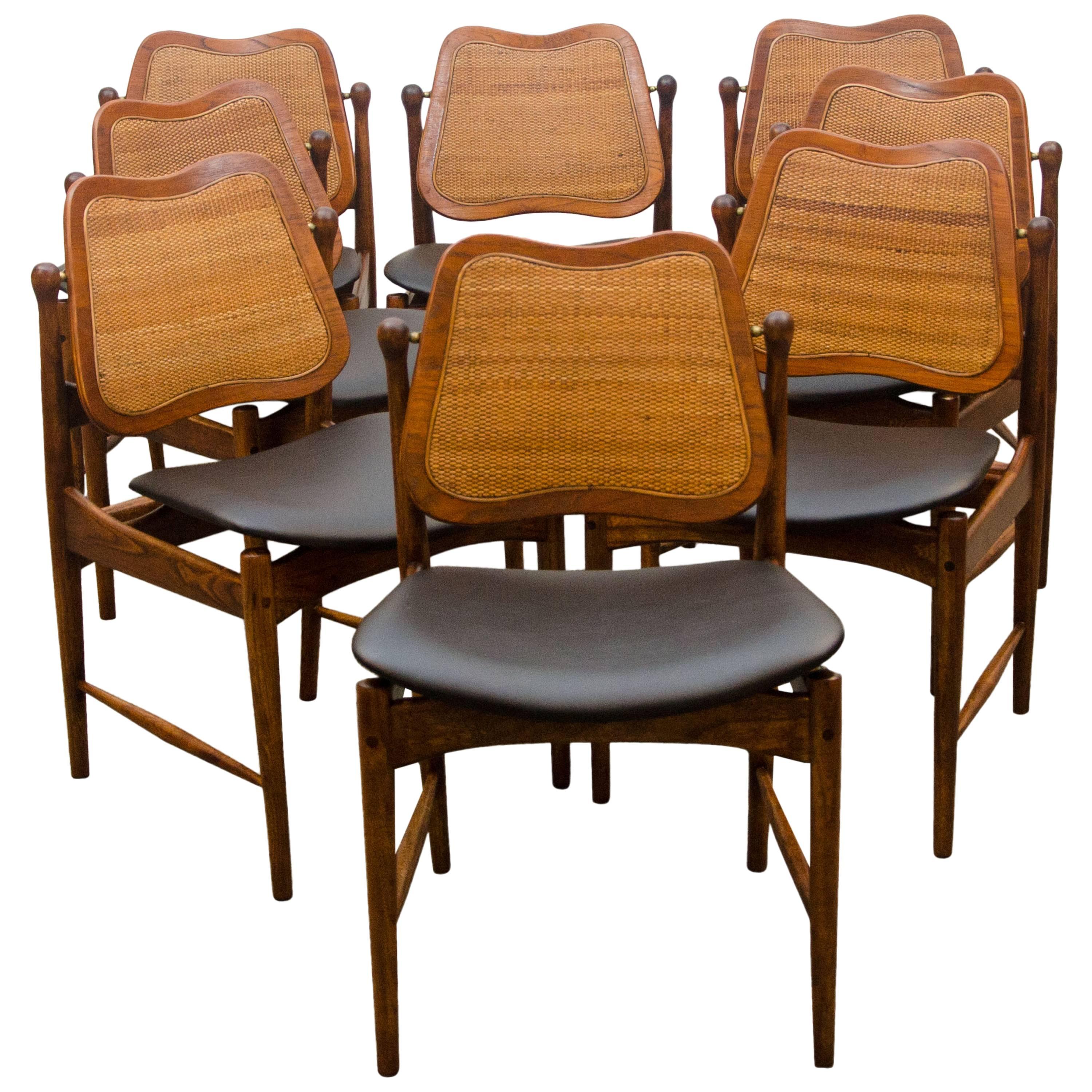 Set of Eight Danish Swivel-Back Dining Chairs, Arne Vodder